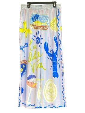 New Nice To Meet You La Dolce Vita Blue Striped Lobster Pants Womens Size 2XL